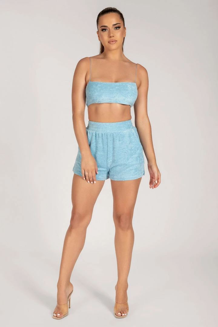 WNG Marina Terry Towelling Thin Strap Crop Top - Blue 5 WNG Marina Terry Towelling Thin Strap Crop Top - Blue