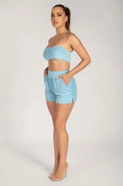 WNG Marina Terry Towelling Thin Strap Crop Top - Blue 15 WNG Marina Terry Towelling Thin Strap Crop Top - Blue