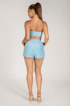 WNG Marina Terry Towelling Thin Strap Crop Top - Blue 12 WNG Marina Terry Towelling Thin Strap Crop Top - Blue