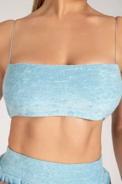 WNG Marina Terry Towelling Thin Strap Crop Top - Blue 17 WNG Marina Terry Towelling Thin Strap Crop Top - Blue