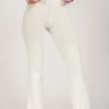 EMS All Bottoms Tia Ribbed Sheer Knit Wide Leg Trousers - White