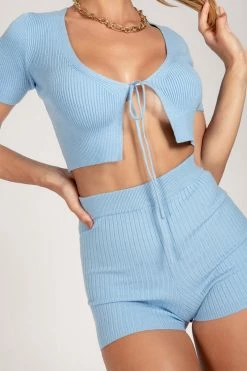 SOP Emily Knitted Mini Bike Shorts - Cornflower Blue 8 SOP Emily Knitted Mini Bike Shorts - Cornflower Blue