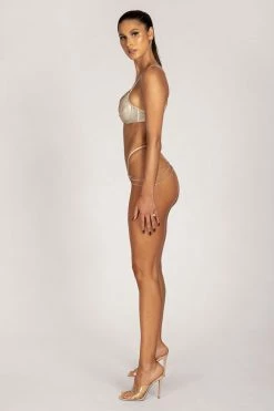 ATX Neutrals Katie Sparkle Jersey Mini-V Bottoms - Champagne 8 ATX Neutrals Katie Sparkle Jersey Mini-V Bottoms - Champagne