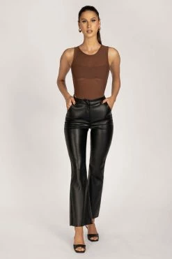 WXI All Tops Blaire Tank Mesh Bodysuit - Chocolate