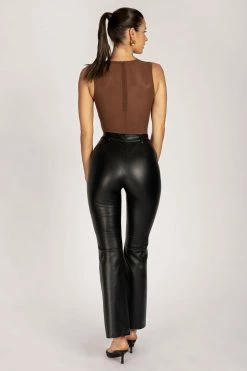 WNT All Bottoms Tyra Straight Leg Faux Leather Pants - Black
