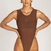 WXI All Tops Blaire Tank Mesh Bodysuit - Chocolate