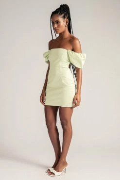 WNT Leonie Square Neck Puff Sleeve Bodycon Mini Dress - Celery DRESSES 19 WNT Leonie Square Neck Puff Sleeve Bodycon Mini Dress - Celery DRESSES