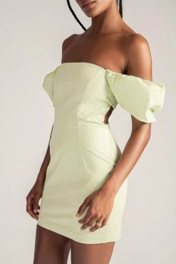 WNT Leonie Square Neck Puff Sleeve Bodycon Mini Dress - Celery DRESSES 16 WNT Leonie Square Neck Puff Sleeve Bodycon Mini Dress - Celery DRESSES