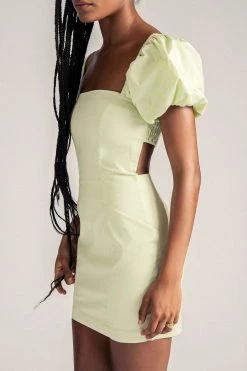 WNT Leonie Square Neck Puff Sleeve Bodycon Mini Dress - Celery DRESSES 17 WNT Leonie Square Neck Puff Sleeve Bodycon Mini Dress - Celery DRESSES