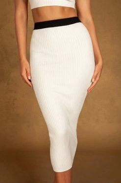 SOP All Bottoms Zea Contrast Trim Midaxi Skirt - White