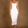 QNG DRESSES Cecile Double Strap Mia Midi Dress - White