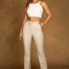 LCH Tyra Straight Leg Faux Leather Pants - Nude