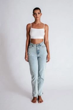EMS Pia Split Side Wide Leg Jean - Light Blue All Bottoms