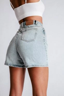 EMS Verona Turn Up Hem Frayed Hem Denim Shorts - Light Blue