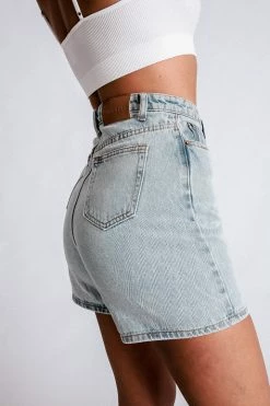 EMS Verona Turn Up Hem Frayed Hem Denim Shorts - Light Blue