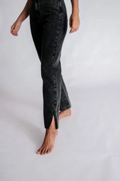 EMS Pia Split Side Wide Leg Jean - Washed Black All Bottoms