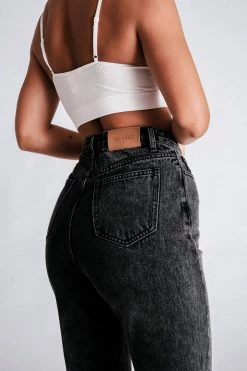 EMS Pia Split Side Wide Leg Jean - Washed Black All Bottoms