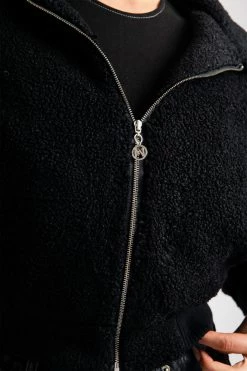 ROM Camila Teddy Crop Jacket - Black Coats & Jackets