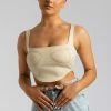 ROM Elsie Sleeveless Contrast Stitch Bustier Top - Tofu
