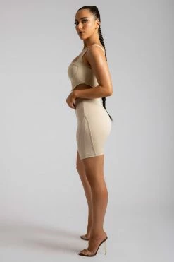 ROM Elsie Sleeveless Contrast Stitch Bustier Top - Tofu 21 ROM Elsie Sleeveless Contrast Stitch Bustier Top - Tofu