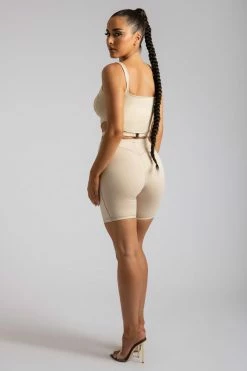 ROM Elsie Sleeveless Contrast Stitch Bustier Top - Tofu 22 ROM Elsie Sleeveless Contrast Stitch Bustier Top - Tofu