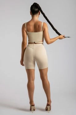 ROM Elsie Sleeveless Contrast Stitch Bustier Top - Tofu 23 ROM Elsie Sleeveless Contrast Stitch Bustier Top - Tofu