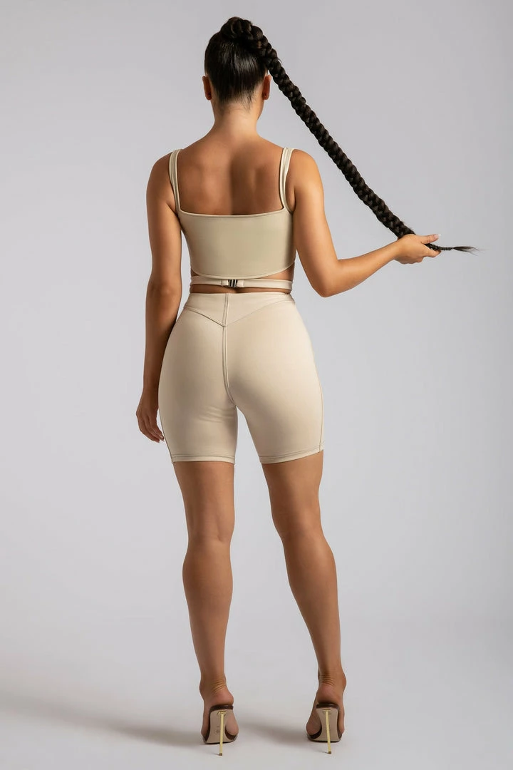 ROM Elsie Sleeveless Contrast Stitch Bustier Top - Tofu 12 ROM Elsie Sleeveless Contrast Stitch Bustier Top - Tofu