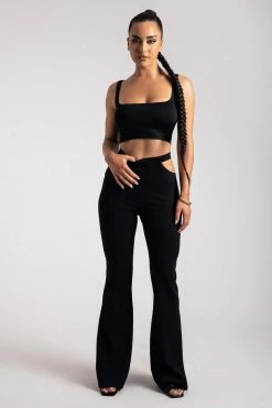 ROM Quinn Cut Out Side Flare Pants - Black 12 ROM Quinn Cut Out Side Flare Pants - Black