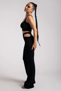 ROM Quinn Cut Out Side Flare Pants - Black 14 ROM Quinn Cut Out Side Flare Pants - Black