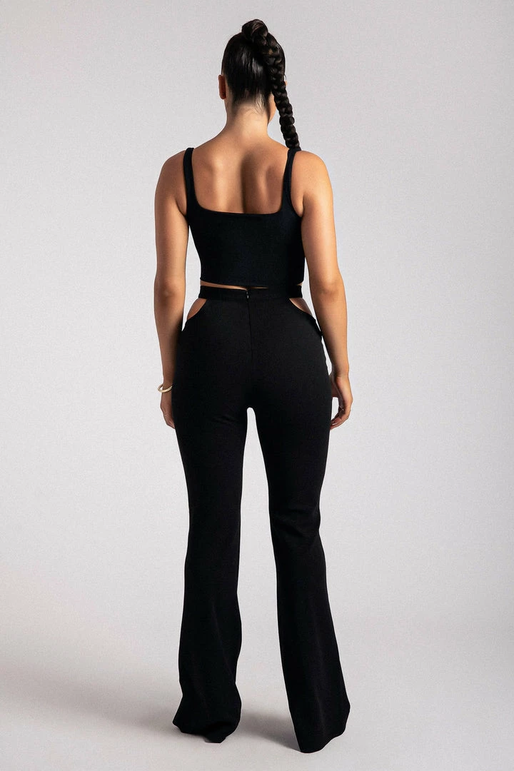 ROM Quinn Cut Out Side Flare Pants - Black 3 ROM Quinn Cut Out Side Flare Pants - Black