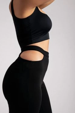 ROM Quinn Cut Out Side Flare Pants - Black