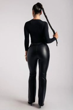 ROM Keira O-Ring Waist Long Sleeve Bodysuit - Black All Tops