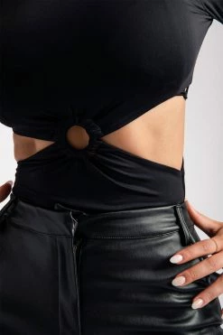 ROM Keira O-Ring Waist Long Sleeve Bodysuit - Black All Tops 17 ROM Keira O-Ring Waist Long Sleeve Bodysuit - Black All Tops