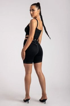 ROM Marianna Panelled Ponti Bike Shorts - Black All Bottoms