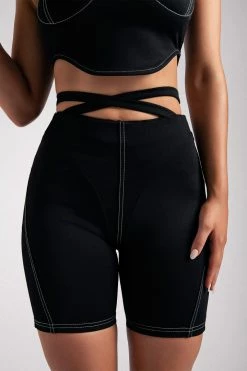 ROM Marianna Panelled Ponti Bike Shorts - Black All Bottoms
