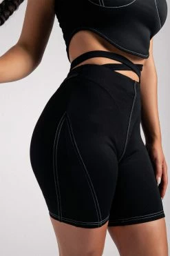 ROM Marianna Panelled Ponti Bike Shorts - Black All Bottoms