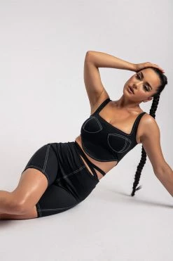 ROM Marianna Panelled Ponti Bike Shorts - Black All Bottoms