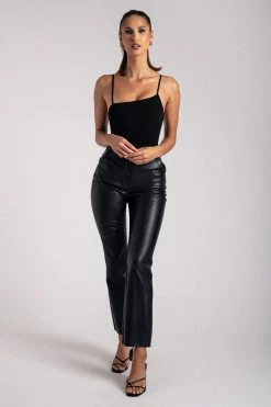 QNG All Tops Rosie Asymmetric Bodysuit - Black