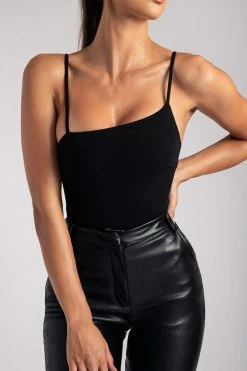 QNG All Tops Rosie Asymmetric Bodysuit - Black