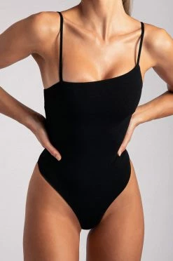 QNG All Tops Rosie Asymmetric Bodysuit - Black