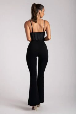 QNG All Tops Alexina Chain Strap Corseted Bustier - Black