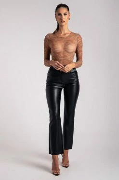 ROM Bonnie Mesh Long Sleeve Bodysuit - Burnt Orange All Tops