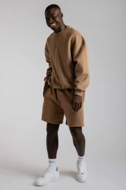 QNG Max Unisex Crew Neck Cosy Sweater - Mocha Two Piece Sets