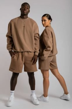 QNG Max Unisex Crew Neck Cosy Sweater - Mocha Two Piece Sets