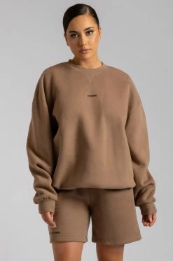 QNG Max Unisex Crew Neck Cosy Sweater - Mocha Two Piece Sets
