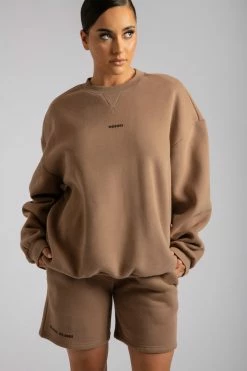 QNG Max Unisex Crew Neck Cosy Sweater - Mocha Two Piece Sets