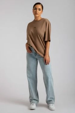 QNG Sloane Unisex Oversized T-Shirt - Mocha 33 QNG Sloane Unisex Oversized T-Shirt - Mocha