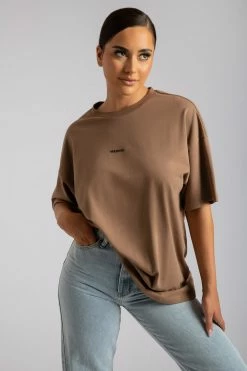 QNG Sloane Unisex Oversized T-Shirt - Mocha 35 QNG Sloane Unisex Oversized T-Shirt - Mocha
