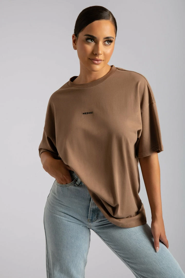 QNG Sloane Unisex Oversized T-Shirt - Mocha 18 QNG Sloane Unisex Oversized T-Shirt - Mocha
