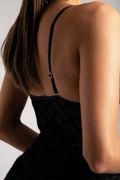 GZH Bodysuits Millie Monogram Bodysuit - Black